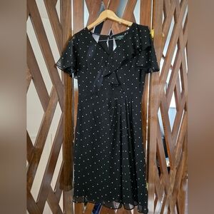 Lauren Ralph Lauren Black Polka Dot Ruffle Dress